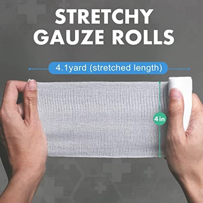 Full box of twenty four count LotFancy rolled gauze wrap for medical usage.