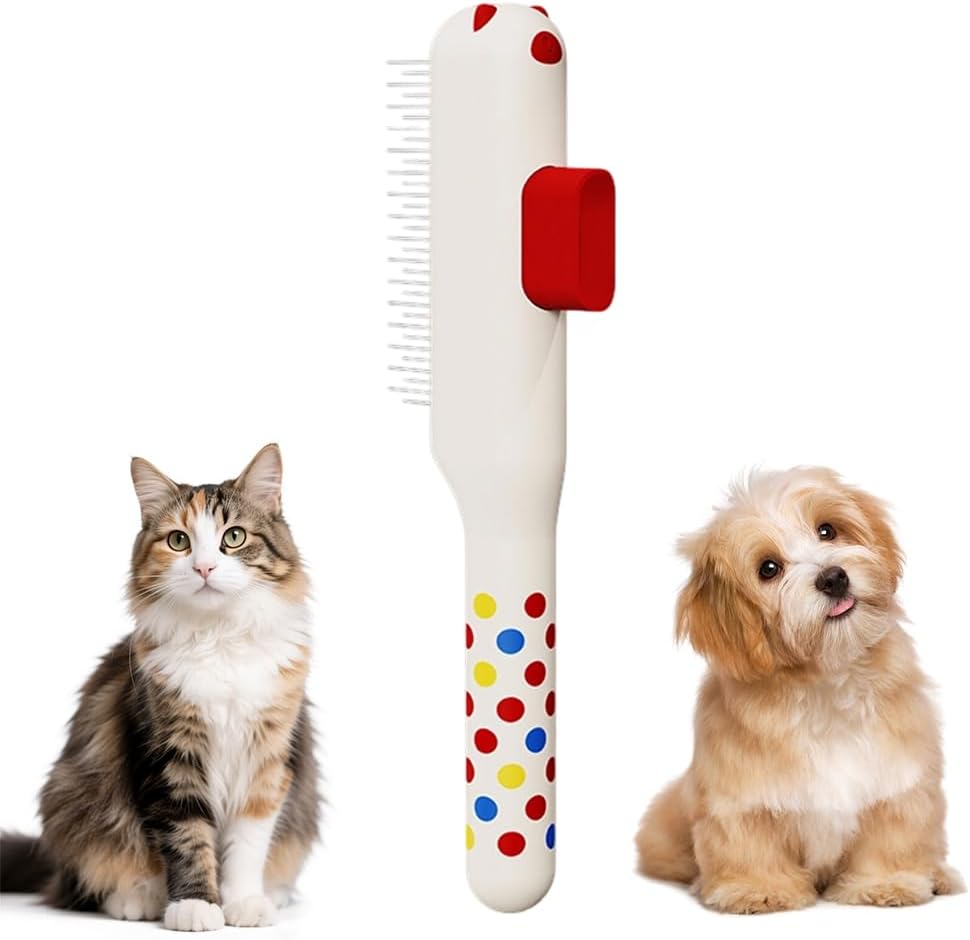 Amazon Basics pet self cleaning comb front view for cat and dog grooming