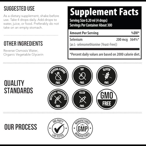 Allergen free plant based liquid selenium immune support supplement