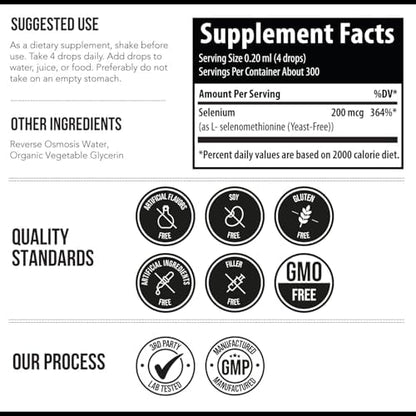 Allergen free plant based liquid selenium immune support supplement