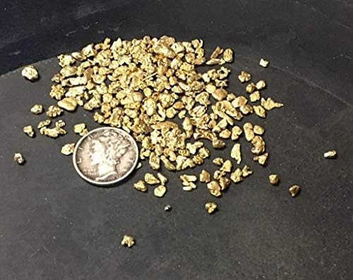Colorado Gold Paydirt recovered gold flakes in a pan