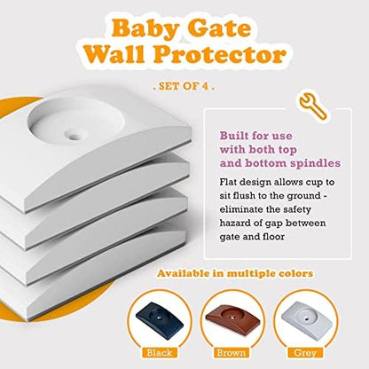 Wall Nanny indoor pet gate saver installed on a bottom spindle against baseboard