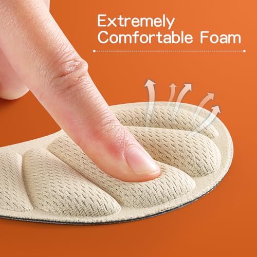 Close up of breathable foam material and adhesive backing on shoe pads.