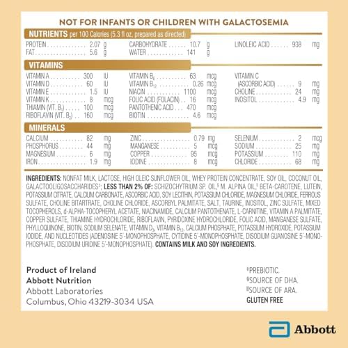 Pure Bliss by Similac milk based powder formula showing product nutrition facts label