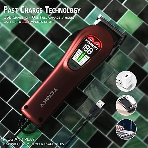 Side view of the ergonomic TCMKY corded and cordless grooming kit for household use