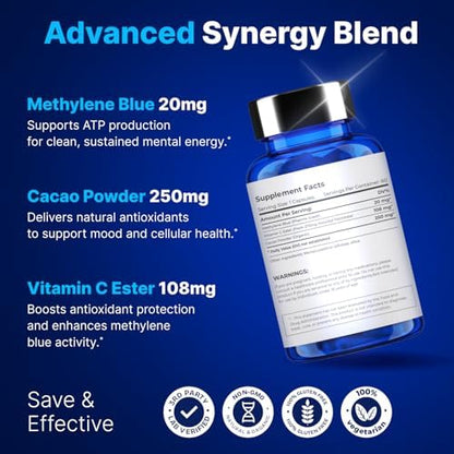 Premium imported USA made methylene blue capsules 20mg supplement facts label