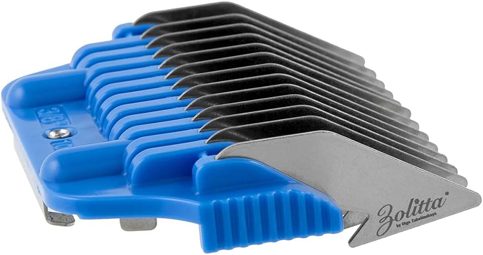 Side profile of the durable Bucchelli pet grooming clipper guard showing tooth length and depth