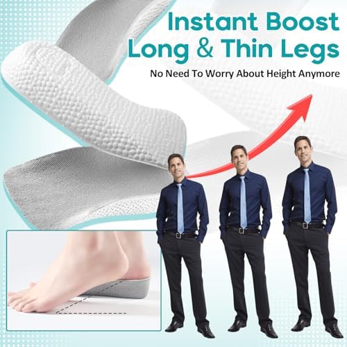 Breathable memory foam surface of height increasing shoe inserts.