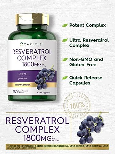 Close up of Carlyle Resveratrol 1800mg label details