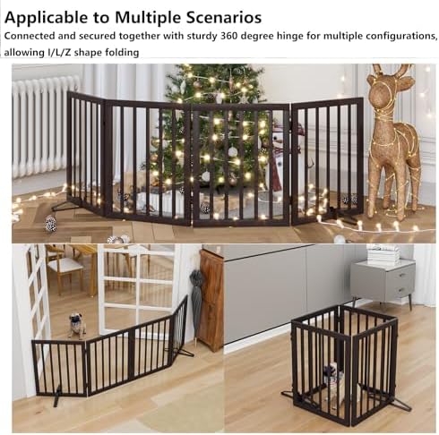 Extra wide freestanding puppy fence with support feet installed