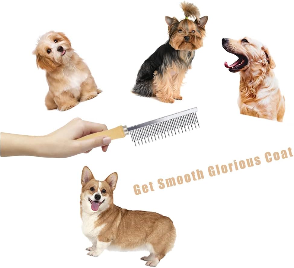 Safe rounded tip stainless steel grooming comb for cats