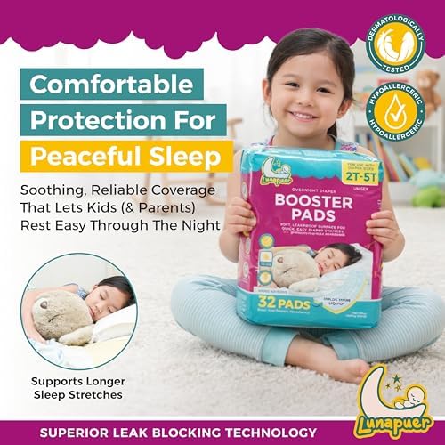 Lunapuer diaper booster pad with adhesive strip visible