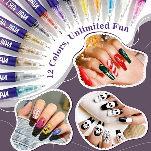 Collection of vibrant 3D nail art marker pens for salon use