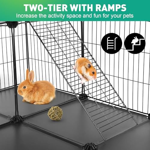 VISCOO 41 Panels Pet Playpen, 35.4" L x 23.6" W x 23.6" H Small Animal Playpen with 2 Doors, C&C Cage for Guinea Pigs,Rabbit,Bunny,Hedgehogs, Puppy Play Pen Indoor Outdoor, Two-Story Chicken Play Pen - Image 4