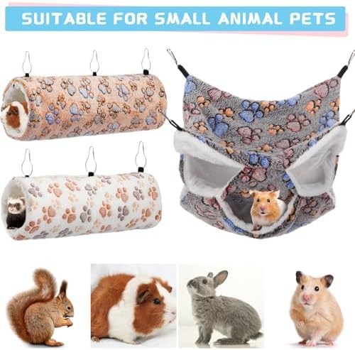 Small animal cage setup with hanging accessories