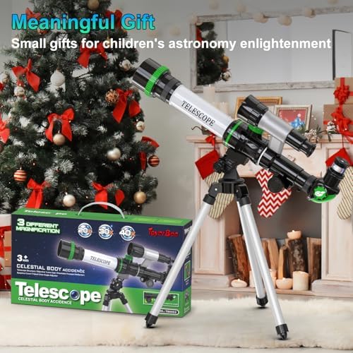 ToyerBee space exploration kit showing the complete setup including finderscope and protective lens caps.