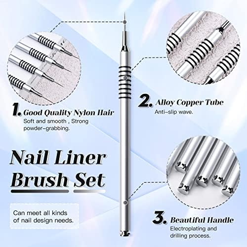Complete 6 piece nail art design pen set for gel polish