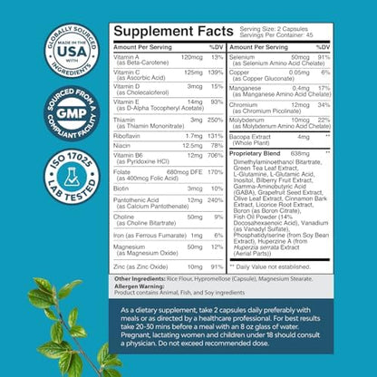 Premium dietary supplement for advanced brain support and mental clarity enhancement with Bacopa Monnieri