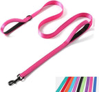 YOUALSO reflective dog leash highlighting the luminous dual-sided safety stitching under low-light conditions.