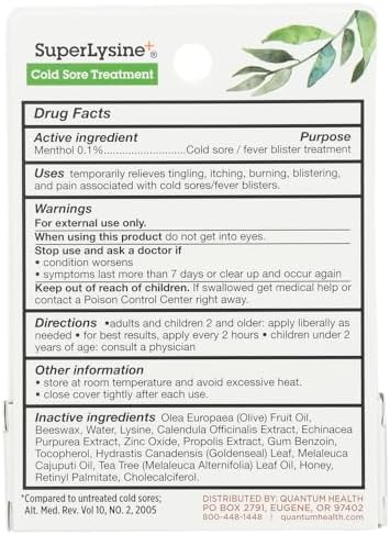 Quantum Health Super Lysine Plus cold sore treatment cream product texture preview