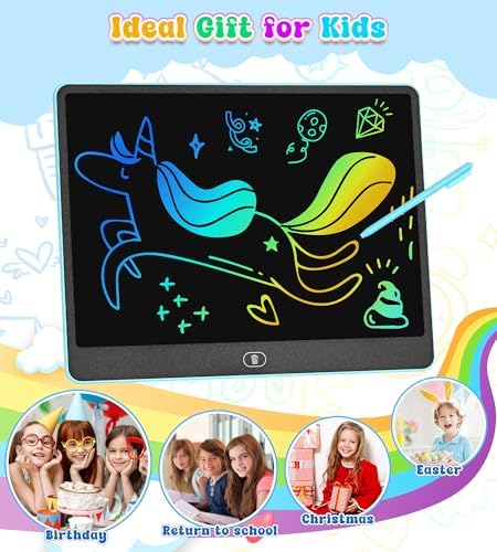 Educational drawing tablet for children in blue plastic frame