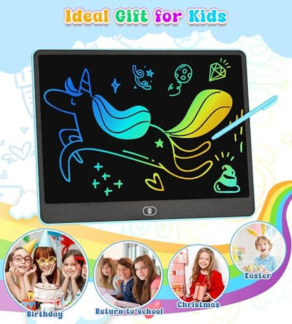 Educational drawing tablet for children in blue plastic frame