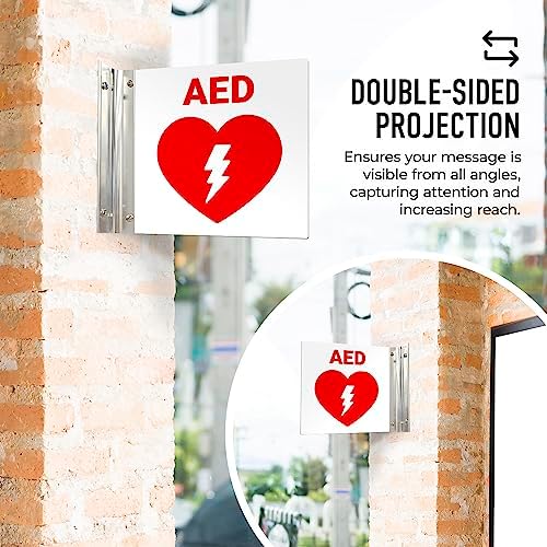 Sigo Signs 3D defibrillator location indicator for office hallways