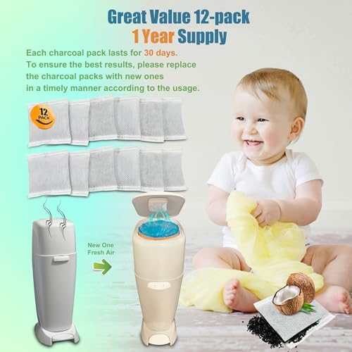 Natural activated carbon filters for diaper disposal pails