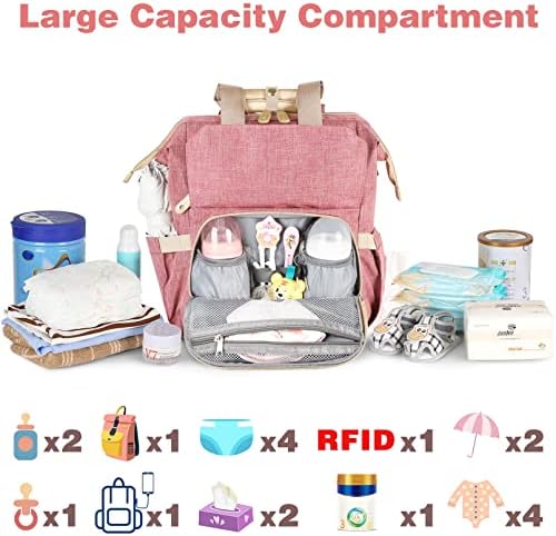 Jiefeike pink baby girl travel bag with open main compartment revealing large capacity storage