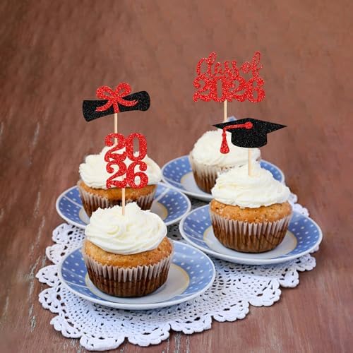 Zhuoweism graduation cake decorations inserted into cupcakes.