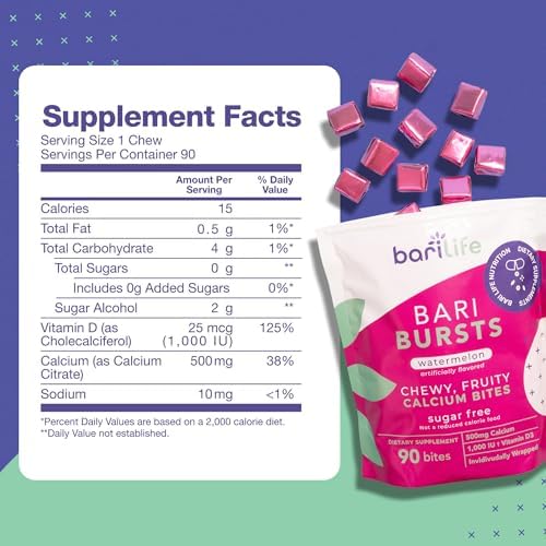 Bari Life BariBurst soft chews packaging nutritional label
