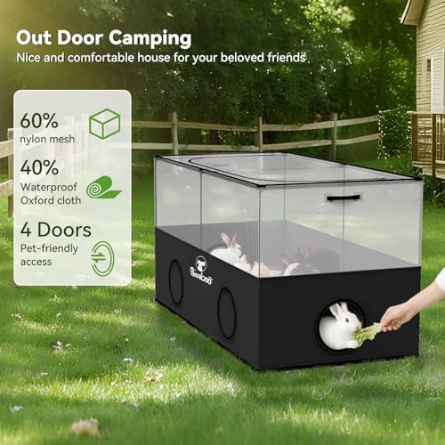 Pawaboo Small Animal Playpen, Foldable Pet Playpen Cage Tent for Puppy Kitten Guinea Pig Rabbit Chicken Hamster Indoor Outdoor Use, Pet Fence with Breathable Mesh Wall and Bottom, Black - Image 7