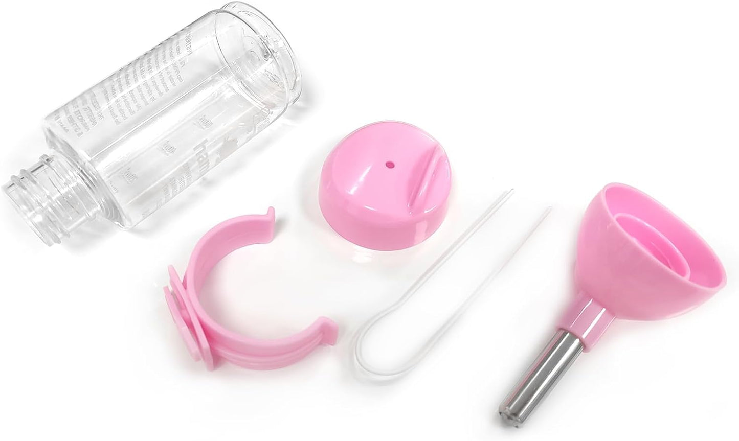 Shudyear 3 in 1 Pet Automatic Water Dispenser PP Water Bottle No Drip Small Pet Water Bottle for Dwarf Hamster Mouse Rat Hedgehog (Pink) - Image 5