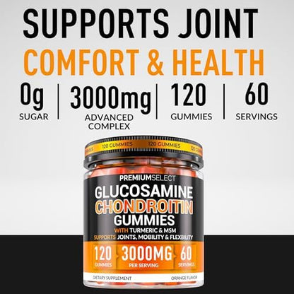 Glucosamine Chondroitin Gummies for Joint Support – 120 Glucosamine Gummies Extra Strength 3000mg with MSM, Turmeric, Calcium, Vitamin D3 – Sugar Free Vegan Adults Supplement – Flexibility & Mobility - Image 3