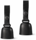 Kcrygogo All-Black Dog Bell Set front view showing matte black jingle bells and leather straps