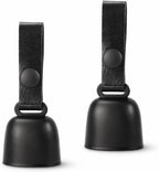 Kcrygogo All-Black Dog Bell Set front view showing matte black jingle bells and leather straps