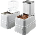 Hanzoto elevated dog bowls set front view showing gravity food and water dispenser