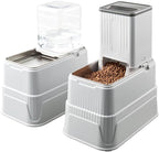 Hanzoto elevated dog bowls set front view showing gravity food and water dispenser