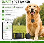 Waterproof subscription free pet location tag being paired with an Android smartphone.