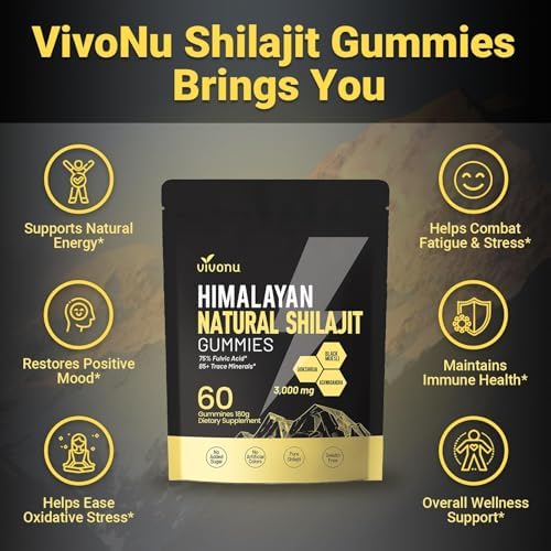 Himalayan organic ashwagandha supplement gummies for stress relief and energy support.