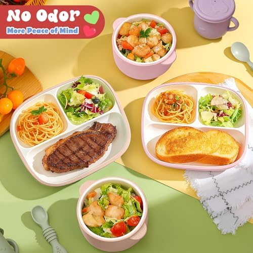 Domensi porcelain dinnerware set showing suction functionality