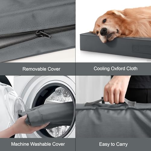 Outdoor Orthopedic Dog Bed, Waterproof Dog Bed for Large Dogs 36x27 Inch, Egg Crate Foam Pet Mat with Washable Removable Oxford Cooling Cover, Grey - Image 7