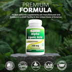Detailed view of the supplement cap and safety seal on Best Naturals Alpha Lipoic Acid container.
