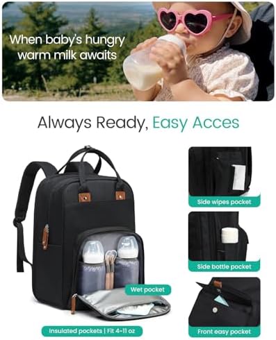 Qualyphant waterproof diaper backpack showing back padding and luggage strap