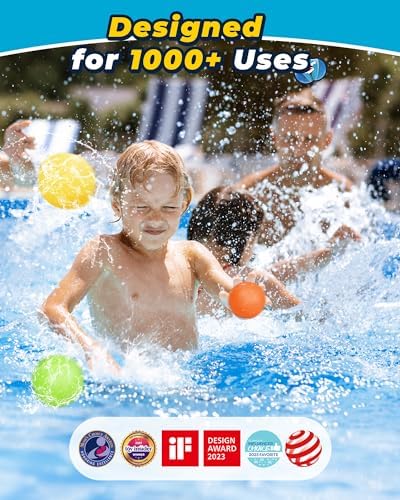 Self sealing magnetic water balls being filled instantly in a clear swimming pool