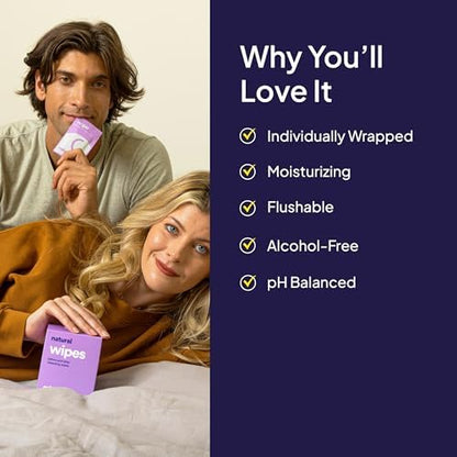 Pocket-sized pH-balanced intimate wipes for men and women.