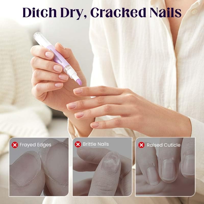 Goal Zone professional nail care tool for dry damaged nails application on fingernail edge.