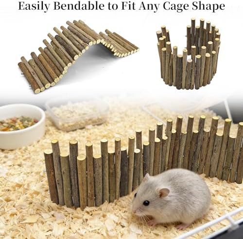Bendable Hamster Bridge with Cage Platform, Approx. 12 in Wooden Fence for Hamster Cage Accessories, Flexible Pine Ladder Divider for Syrian Dwarf Hamster, Gerbil, Rat & Mouse - Image 4