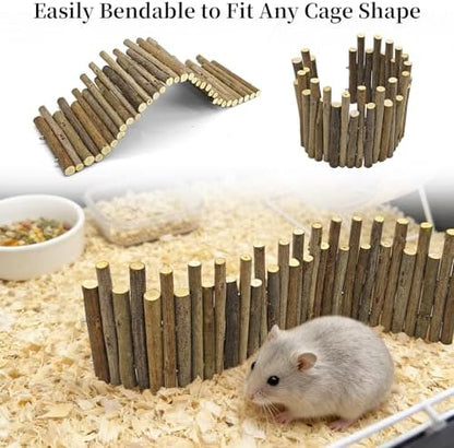Bendable Hamster Bridge with Cage Platform, Approx. 12 in Wooden Fence for Hamster Cage Accessories, Flexible Pine Ladder Divider for Syrian Dwarf Hamster, Gerbil, Rat & Mouse - Image 4