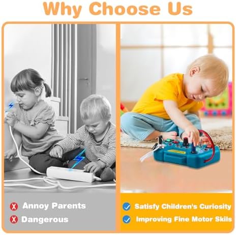 Educational preschool learning activity toy with real buttons and plugs